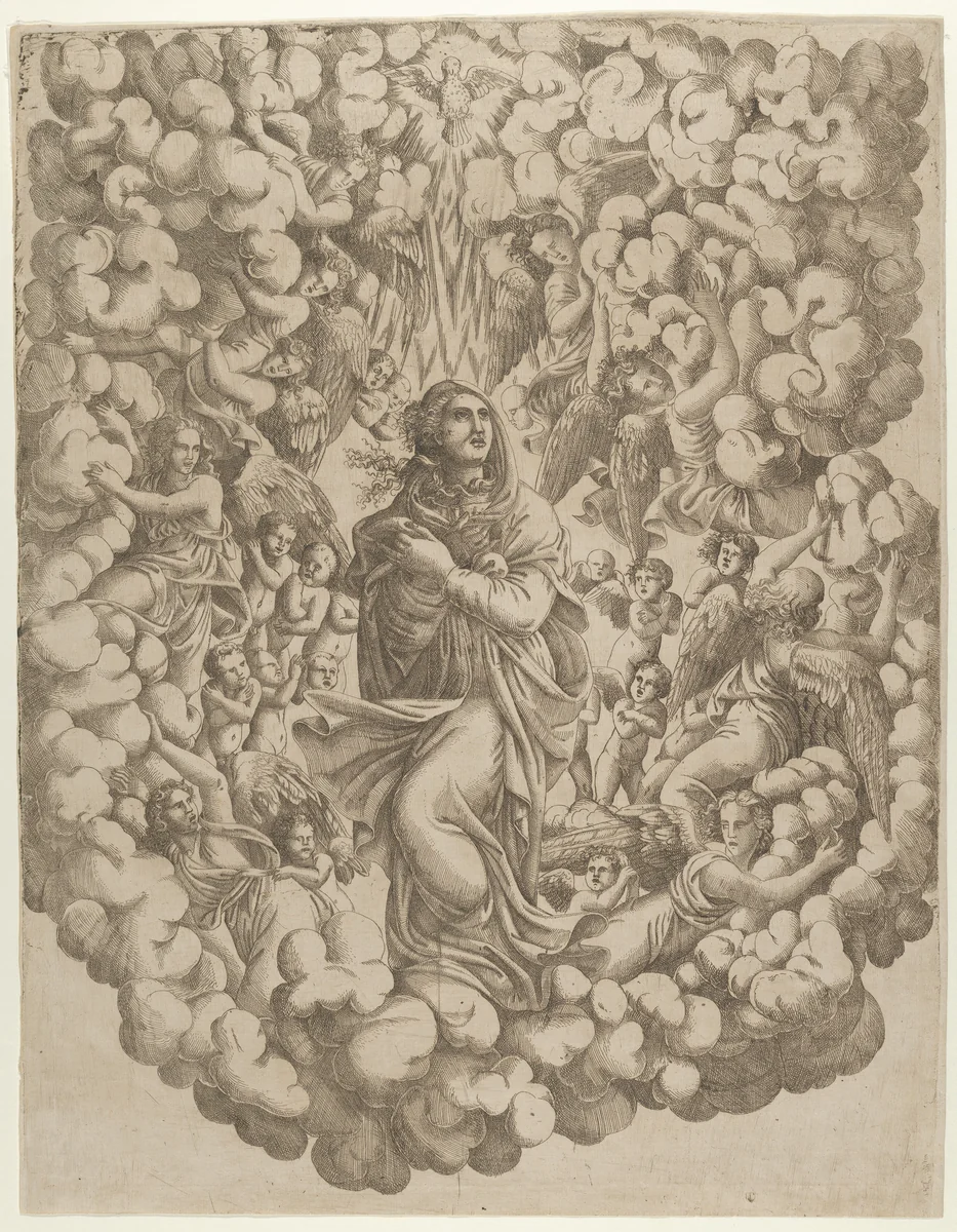 The Assumption of the Virgin by Master IQV, print, 1540-1550