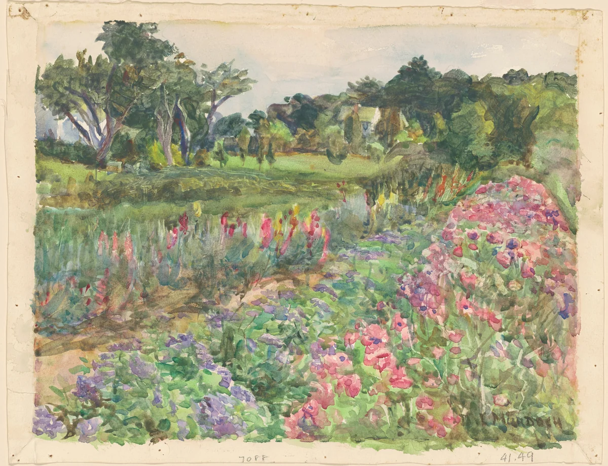 Parmelee Estate in Bloom by Dora Louise Murdoch, drawing, 1915-1925