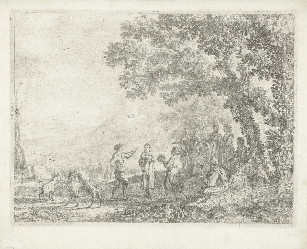 Boerendans by Claude Lorrain, print, 1635-1639
