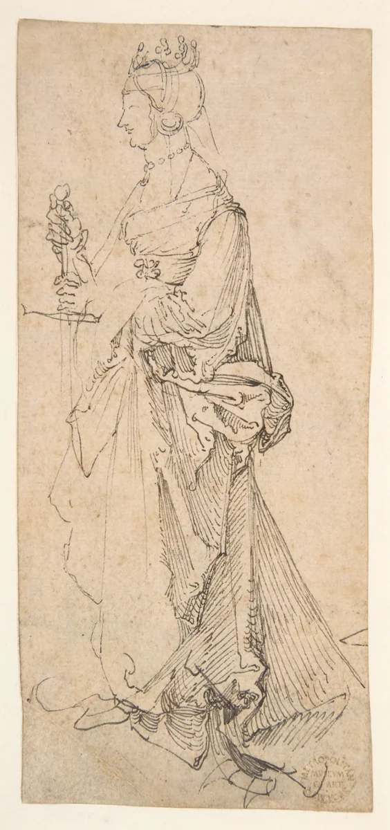 Saint Catherine of Alexandria by Albrecht Dürer, drawing, 1490-1528