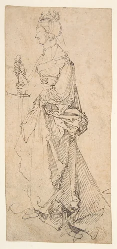 Saint Catherine of Alexandria by Albrecht Dürer, drawing, 1490-1528