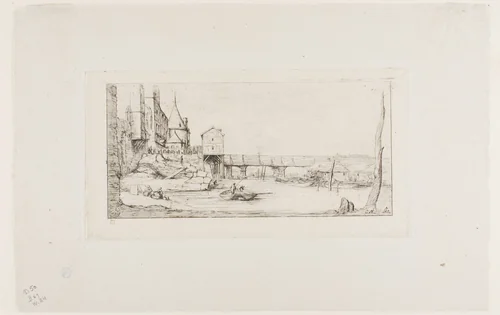 The Footbridge Temporarily Replacing the Pont-au-Change, Paris, After the Fire of 1621 by Charles Meryon, print, 1860