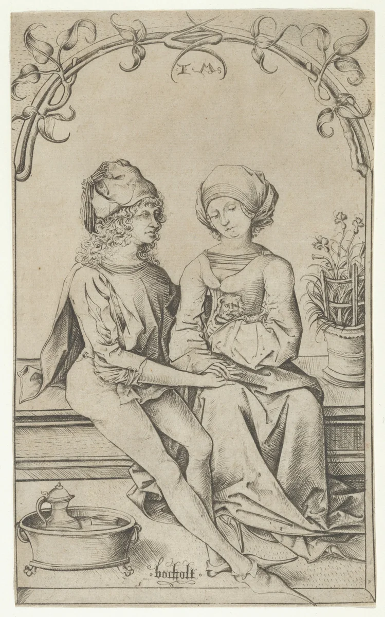 The Lovers by Israhel van Meckenem, print, 1450-1503