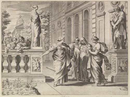 Allegory in Honor of the Roman College Founded by the Borghese Family by Claude Mellan, print, 1615-1688