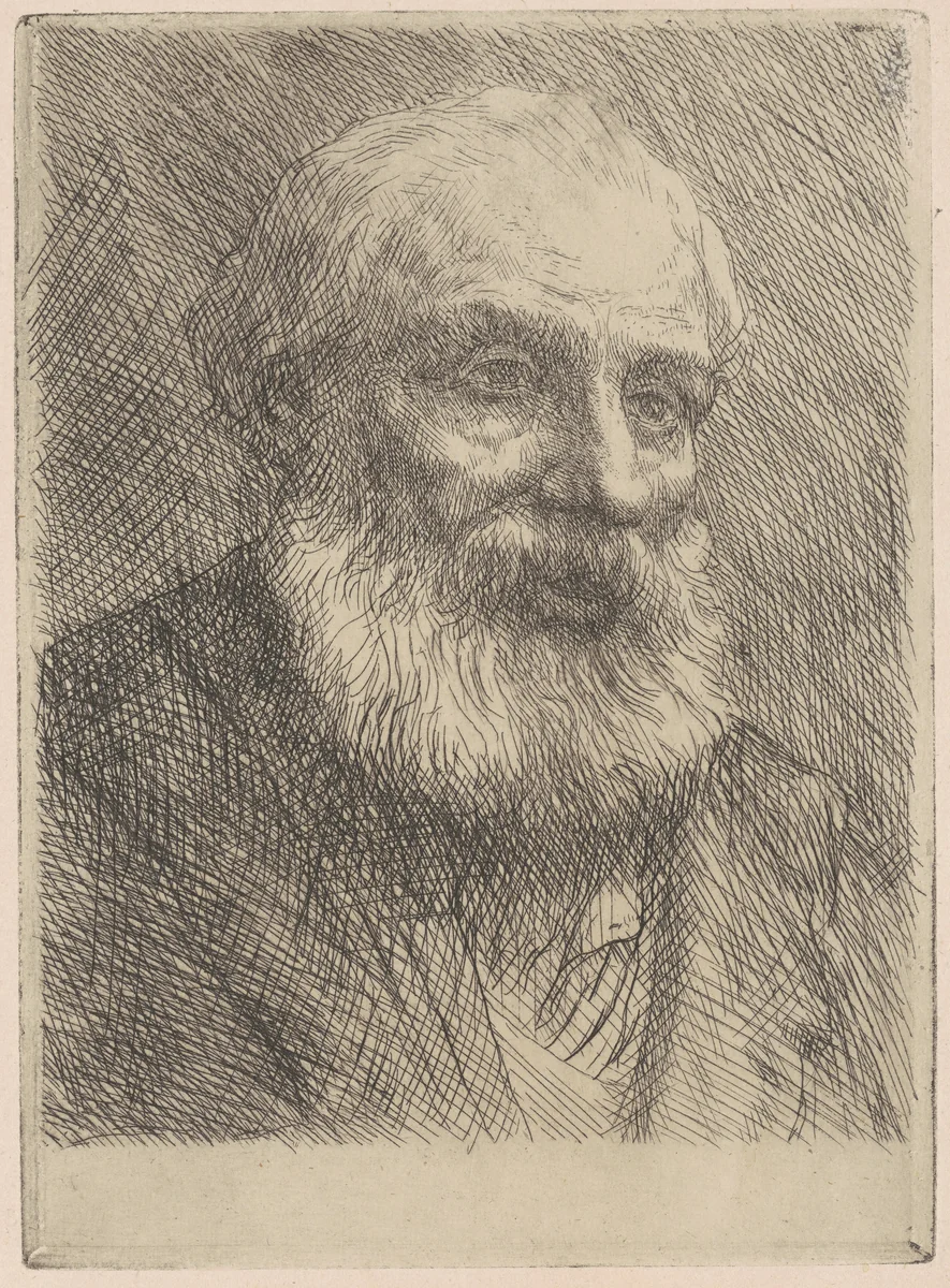Head of an Old Man (Tête de vieillard) by Alphonse Legros, print, 1877-1900