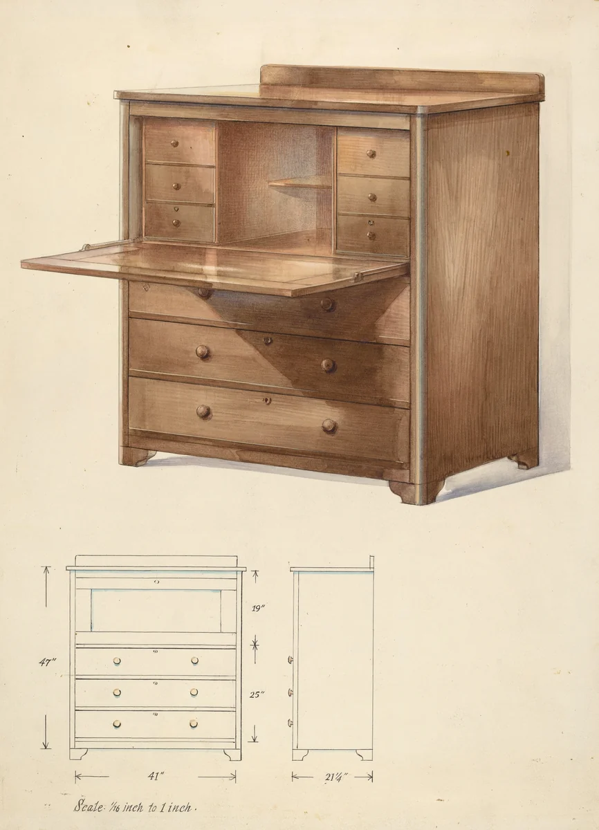 Bishop Hill: Desk by Alfred Koehn, index of american design, 1936