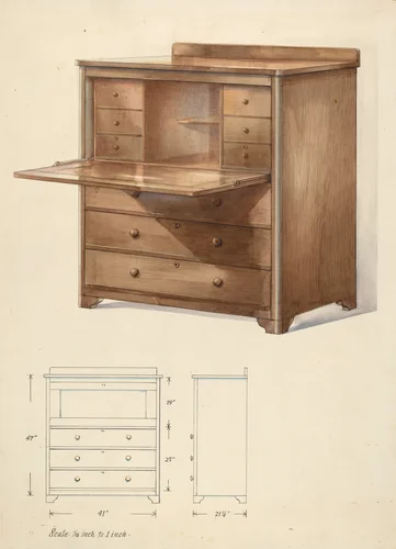 Bishop Hill: Desk by Alfred Koehn, index of american design, 1936