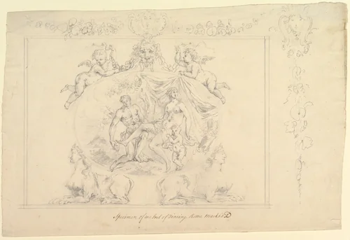 Design for the painting, Mars, Venus & Cupid for the Dining Room at Kirtlington Park, Oxfordshire by John Sanderson, drawing, 1742-1753