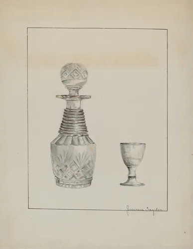 Decanter and Glass by Jeanne Taylor, index of american design, 1935-1942