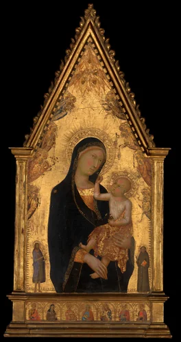 Madonna and Child with Saints and Angels by Lippo Memmi, painting, 1345-1355