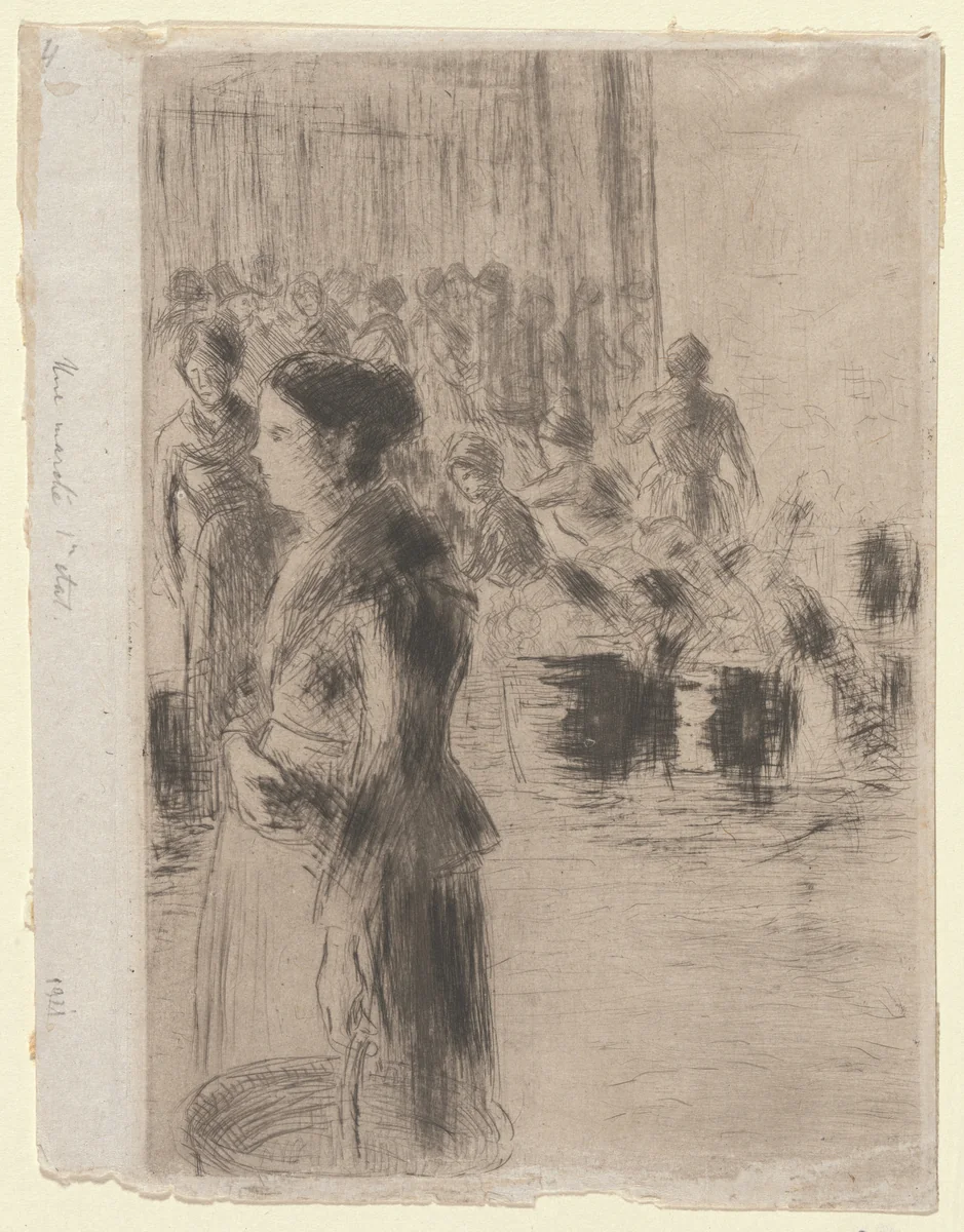 Maid, Marketing by Camille Pissarro, print, 1888