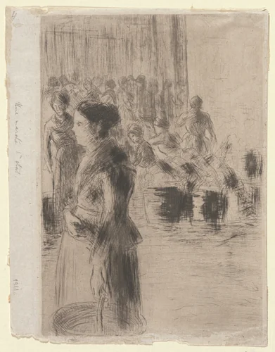 Maid, Marketing by Camille Pissarro, print, 1888