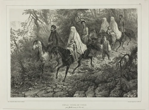 Traveling Tartar Family, Near Yalta, Crimea, August 15, 1837 by Denis Auguste Marie Raffet, print, 1840