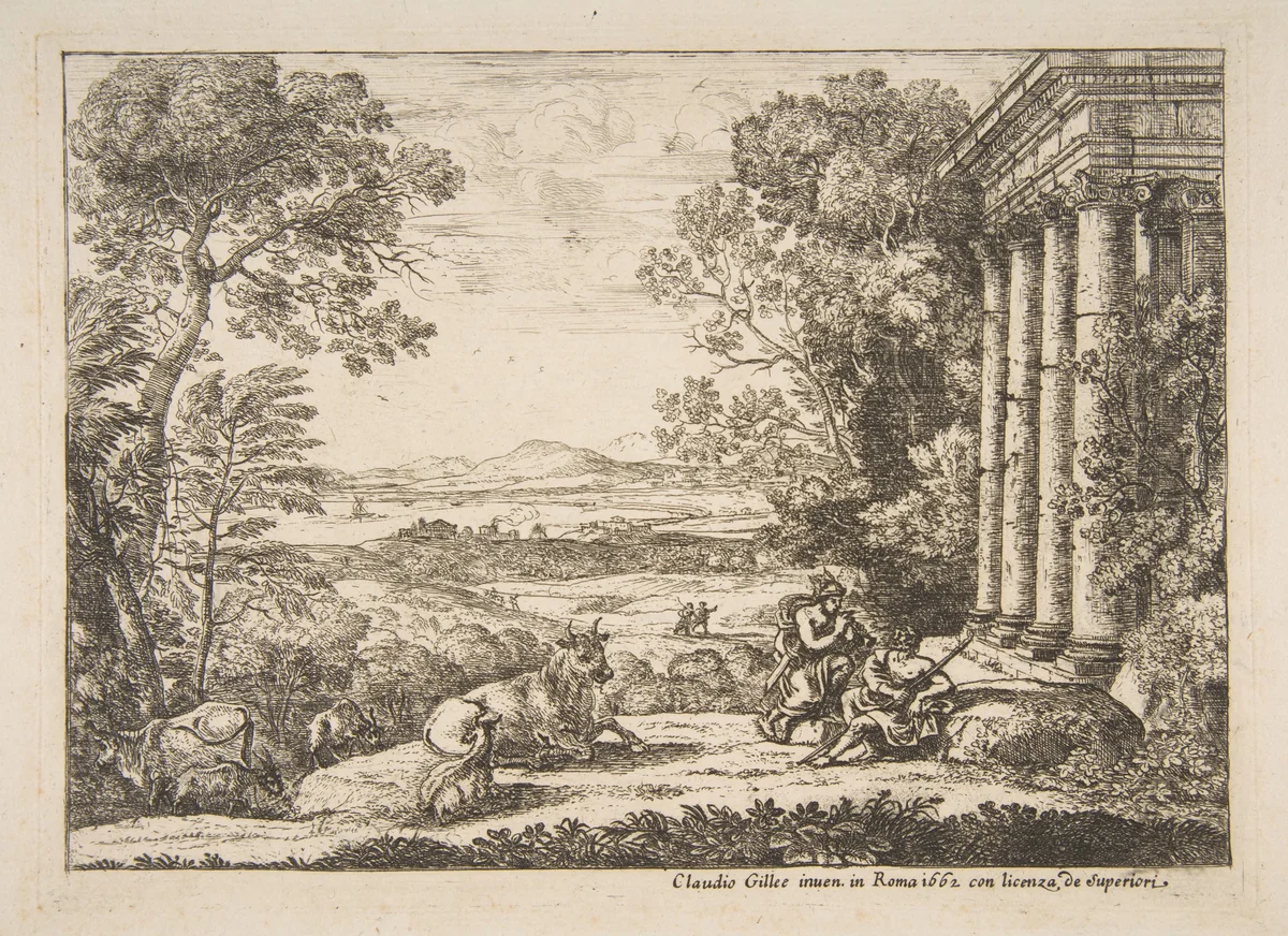 Mercury and Argus by Claude Lorrain, print, 1662