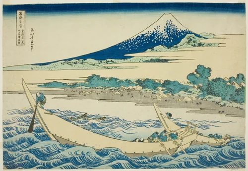 Tago Bay near Ejiri on the Tokaido (Tokaido Ejiri Tagonoura ryakuzu), from the series "Thirty-six Views of Mount Fuji (Fugaku sanjurokkei)" by Katsushika Hokusai (葛飾 北斎), print, 1825-1838
