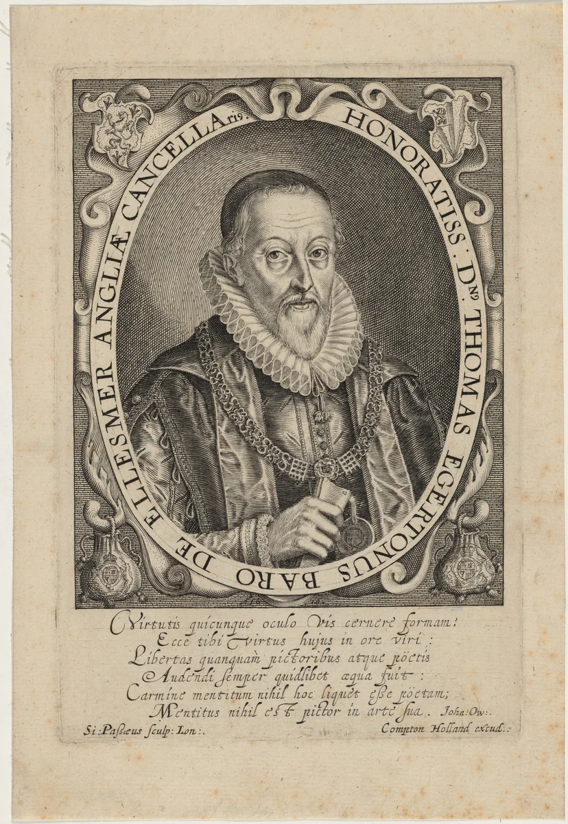 Thomas Egerton, First Viscount of Brackley by Simon van de Passe, print, 1595-1647