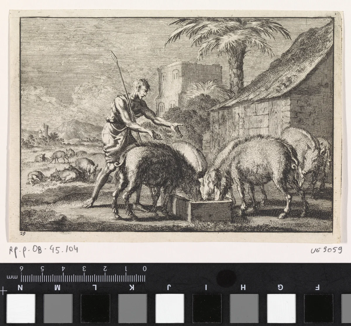 Verloren Zoon als varkenshoeder by Jan Luyken, print, 1703