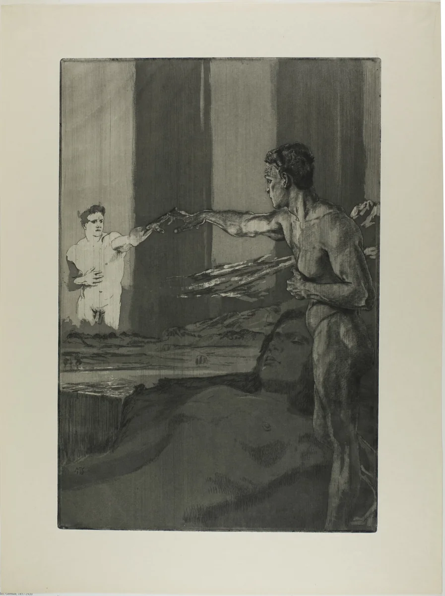 Philosopher, plate three from One Death, Part II by Max Klinger, print, 1889
