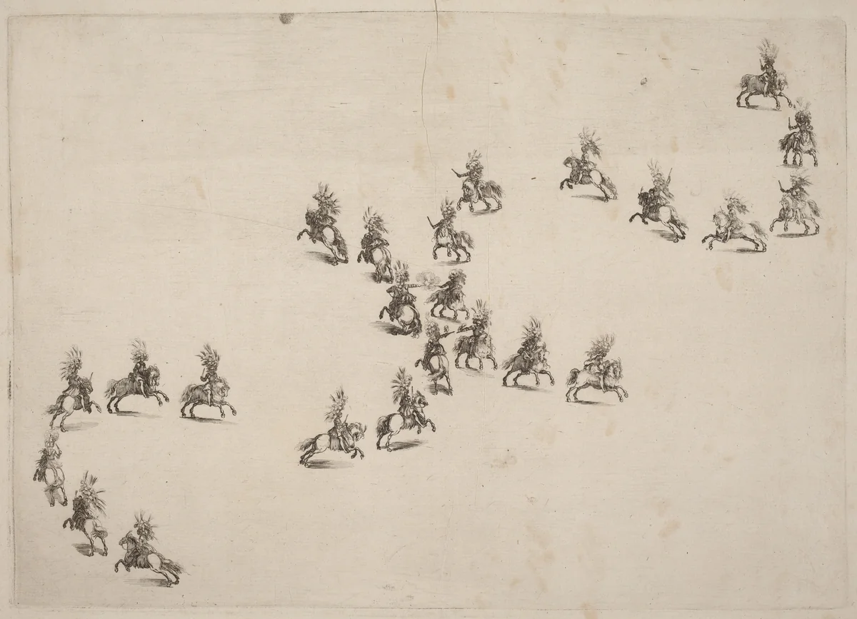 Twenty-Four Cavaliers in Double S Formation by Stefano della Bella, print, 1652
