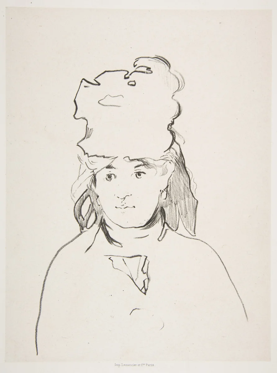 Berthe Morisot (in Silhouette) by Edouard Manet, print, 1884