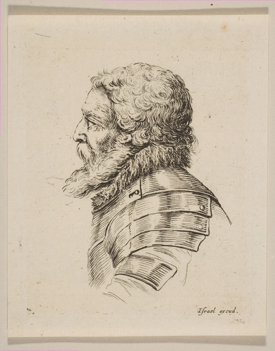 Bust of a Soldier in Profile, from 'Various heads and figures' (Diverses tétes et figures) by Stefano della Bella, print, 1650