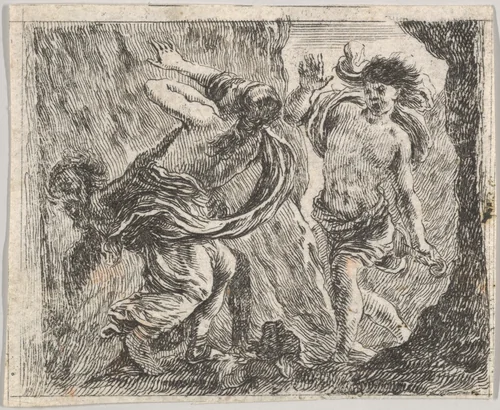 Orpheus and Eurydice, from "Game of Mythology" (Jeu de la Mythologie) by Stefano della Bella, print, 1644