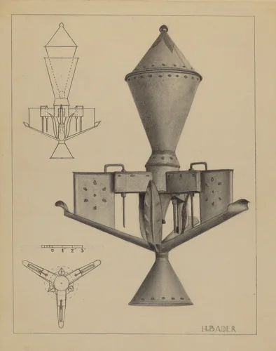 Oil Lamp by Herman Bader, index of american design, 1936
