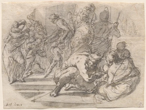 The Generosity of Empress Pulcheria by Johann Christoph Storer, drawing, 1644