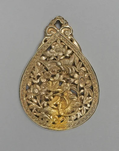 Teardrop-shaped Perfume Container with Birds, Foliage, and Flowers by China, metalwork, 960-1279