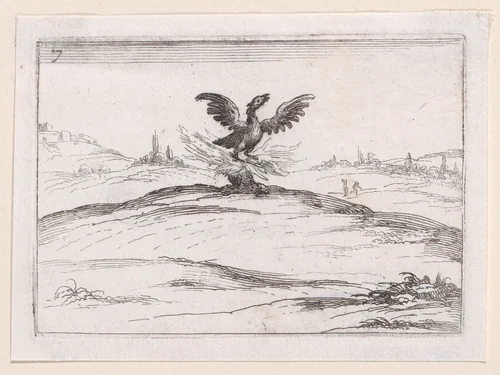 Le Phénix se Brulant (The Phoenix is Burning), plate 7 from "Lux Claustri ou La Lumière du Cloitre" (The Light of the Cloisters) by Jacques Callot, print, 1621-1635