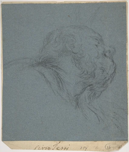 Head of a Bearded Man Looking to Upper Right by Ciro Ferri, drawing, 1634-1689