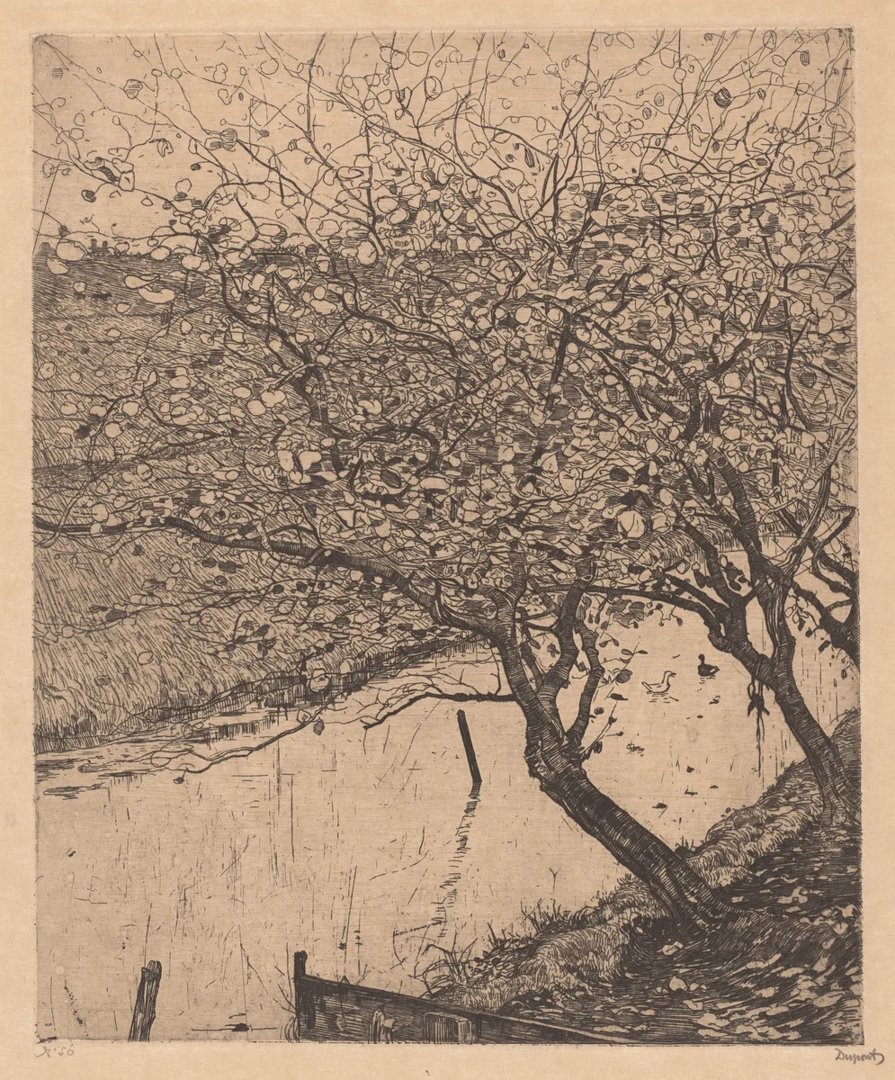 Apple Trees along the Side of a Ditch by Pieter Dupont, print, 1894