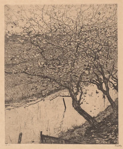 Apple Trees along the Side of a Ditch by Pieter Dupont, print, 1894