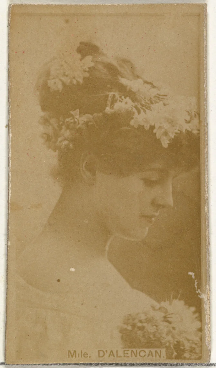 Mlle. D'Alencan, from the Actors and Actresses series (N145-8) issued by Duke Sons & Co. to promote Duke Cigarettes by W. Duke, Sons & Co., photograph, 1890-1895