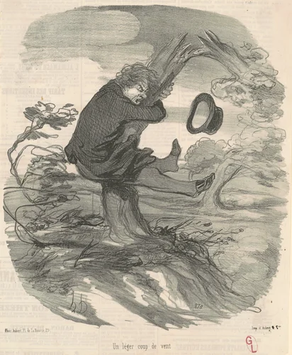 Un léger coup de vent by Honoré Daumier, print, 1846