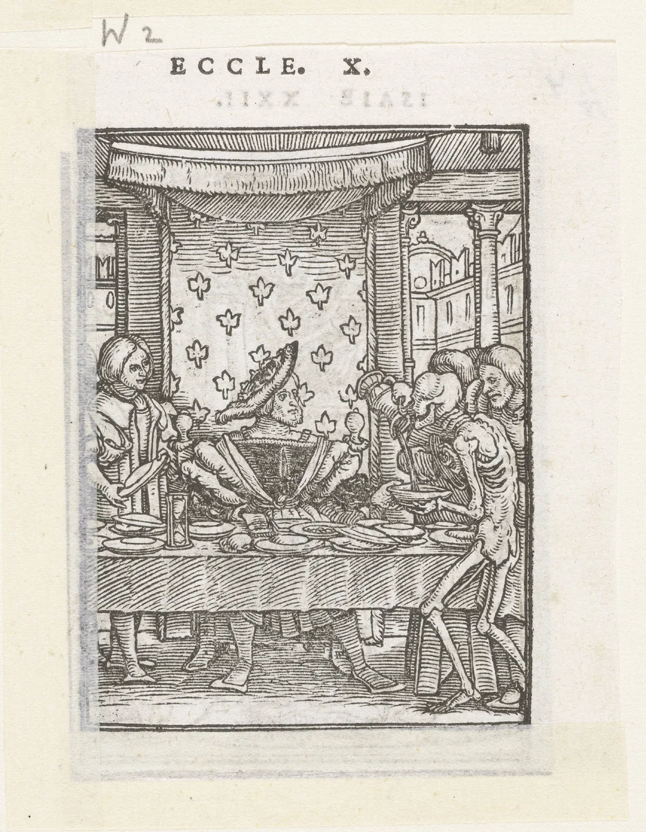 Koning en de Dood by Hans Holbein, print, 1524-1526