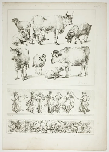 Plate 26 of 38 from Oeuvres de J. B. Huet by Jean Baptiste Huet, print, 1796-1799