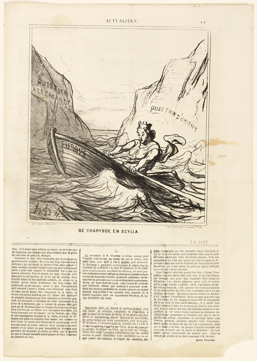 Scylla and Charybds, plate 44 from Actualités by Honoré-Victorin Daumier, print, 1869