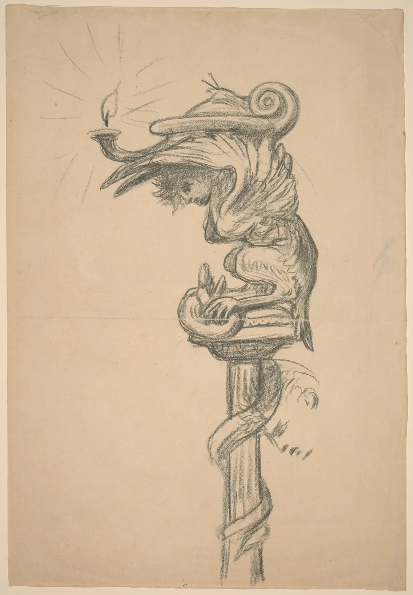 Detail of the Marriage of the Daughter of the Vine by Elihu Vedder, drawing, 1890