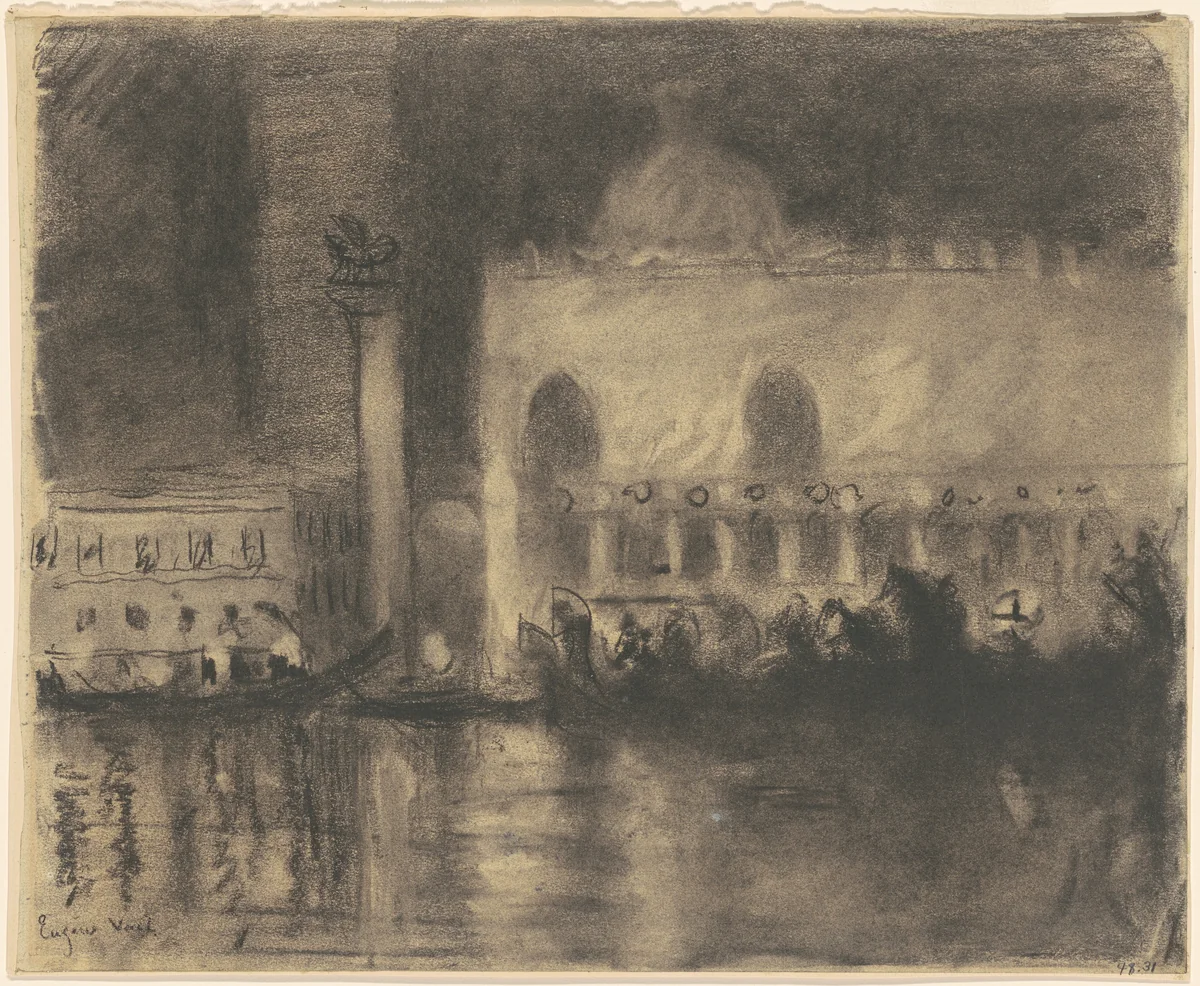 Memory of Venice: the Palazzo Ducale and the Piazzetta by Eugène Vail, drawing, 1895-1925