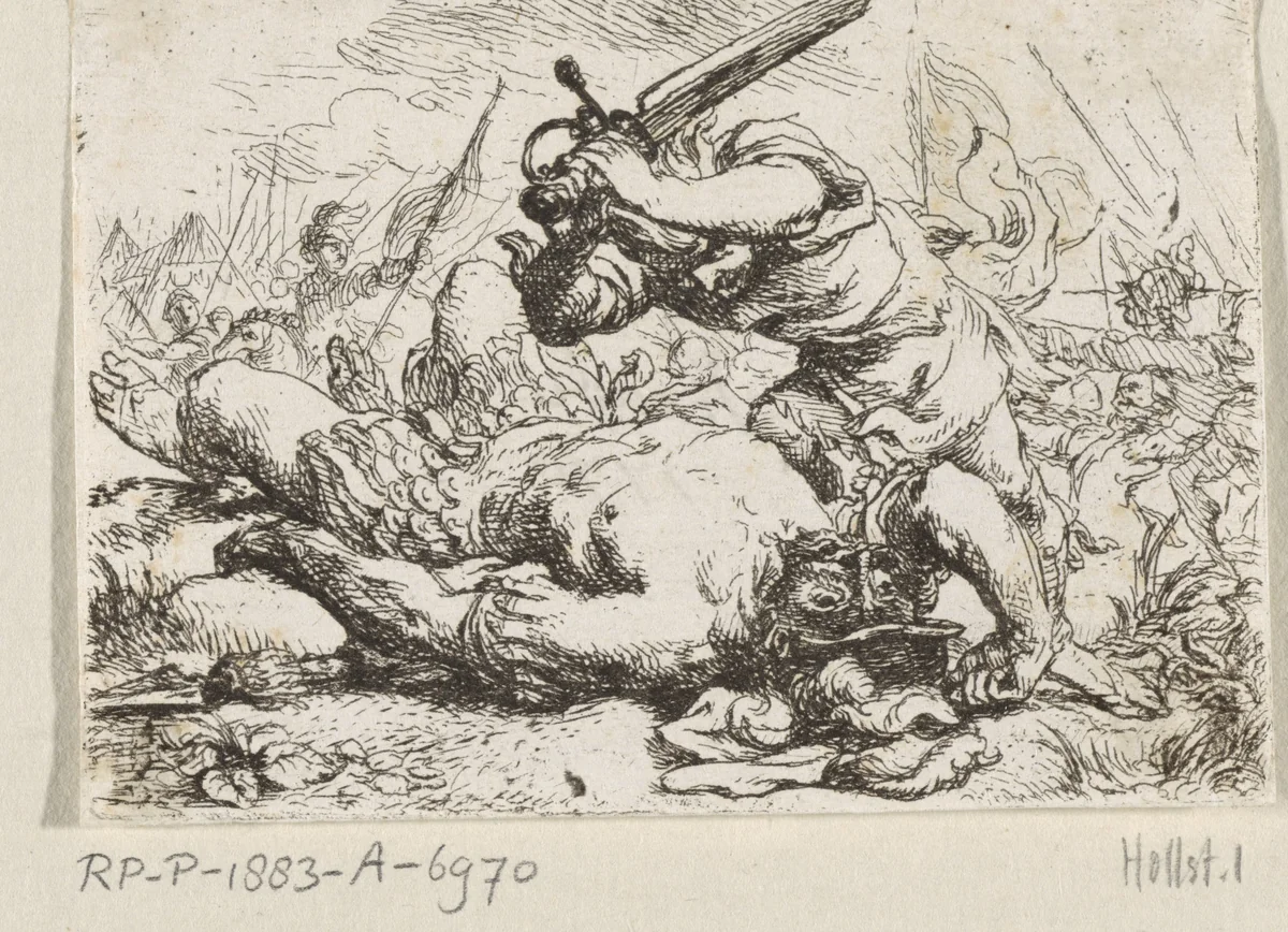 David en Goliath by Cornelis Schut, print, 1618-1655