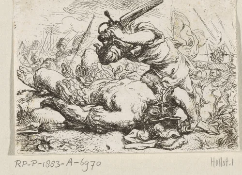 David en Goliath by Cornelis Schut, print, 1618-1655