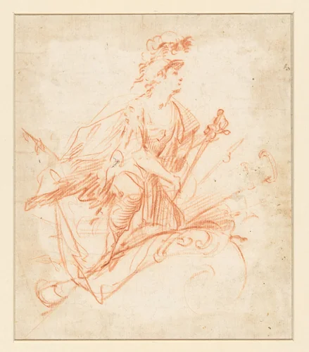 Krijgsman geknield bij een trofee by Jacques Bellange, drawing, 1602-1620