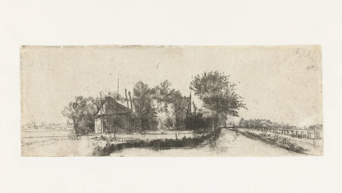 Landschap met een kanaal en hek by Pieter de With, print, 1659