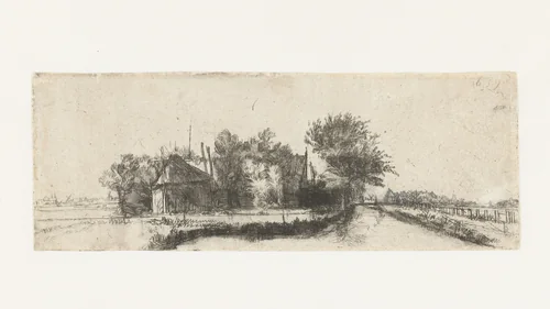 Landschap met een kanaal en hek by Pieter de With, print, 1659