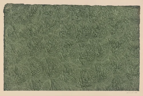 Stijfselverfpapier in groen met ingedrukt bloemmotief by anonymous, other, 1700-1900