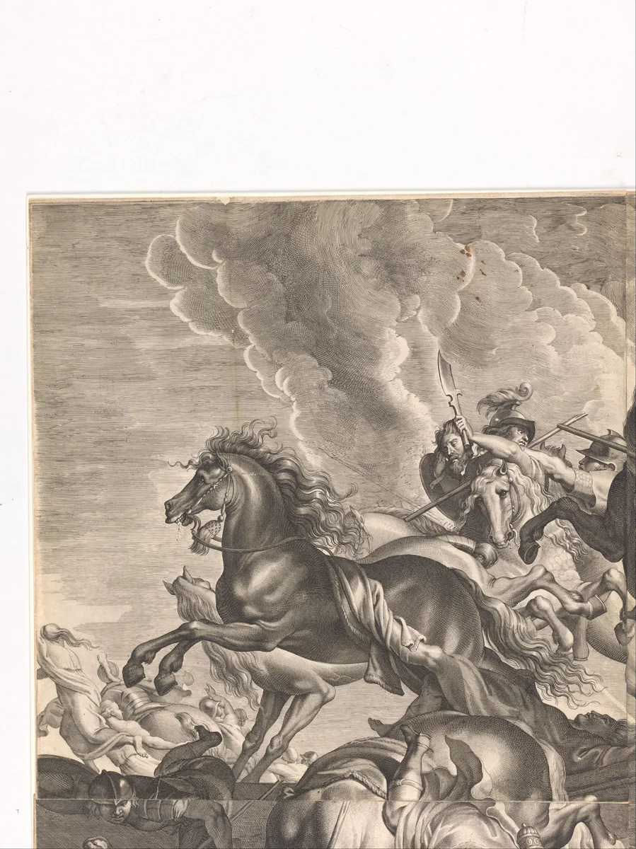 Slag van de Amazonen (detail) by Lucas Vorsterman, print, 1623