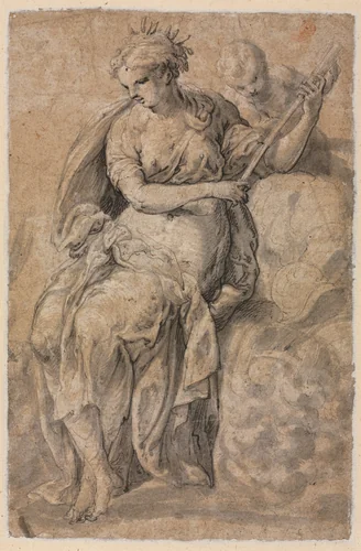 Allegorical Figure (verso) by Niccolo dell' Abbate, drawing, 1512-1571