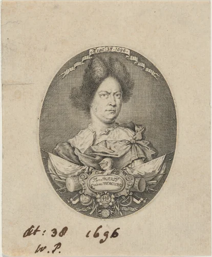 Chronologer William Parsons by Simon Gribelin Pierre Berchet, print, 1696