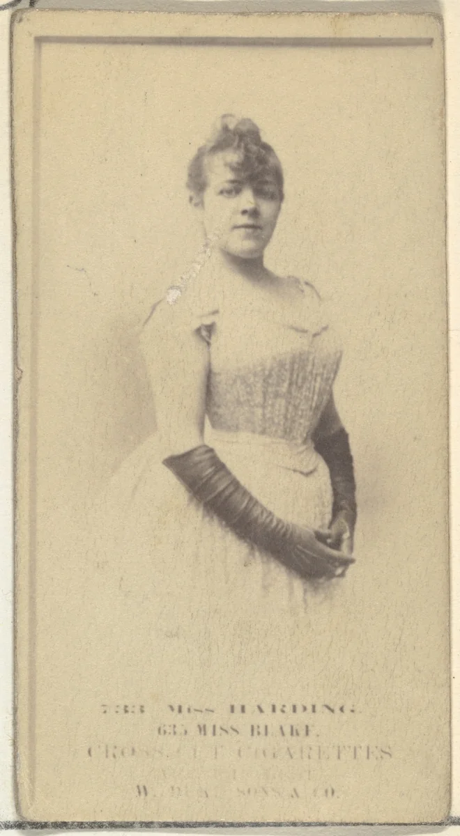 Miss Harding, from the Actors and Actresses series (N145-3) issued by Duke Sons & Co. to promote Cross Cut Cigarettes by W. Duke, Sons & Co., photograph, 1880-1889